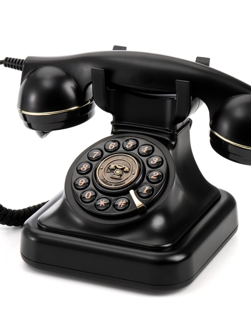 Classic Black Retro Rotary-Style Telephone – Vintage Design